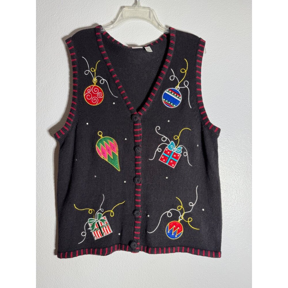 Holiday Editions Women XLarge black Christmas Sweater Vest